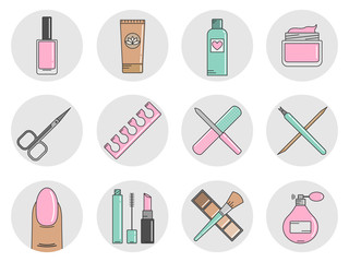 icons cosmetics and manicure