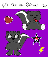 little cute skunk cartoon expressions set in vector format very easy to edit