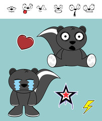 little cute skunk cartoon expressions set in vector format very easy to edit