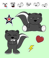 little cute skunk cartoon expressions set in vector format very easy to edit