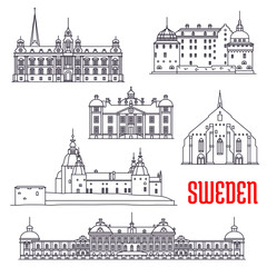 Historic buildings and sightseeings of Sweden © Vector Tradition