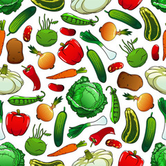 Seamless pattern of fresh vegetables