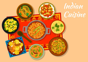 Indian cuisine spicy dishes for lunch menu design