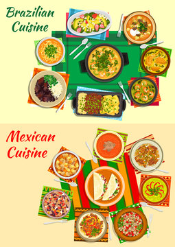 Mexican and brazilian cuisine dinners icon