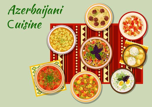 Azerbaijani cuisine dishes for dinner menu icon
