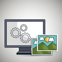 computer pc gear wifi vector illustration eps10