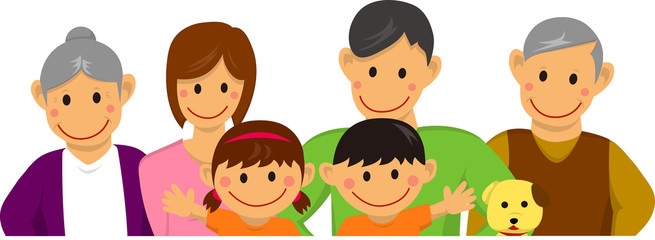 Family illustration  / with grandparents (vector)