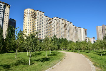Obraz na płótnie Canvas Modern residential building in Astana, capital of Kazakhstan