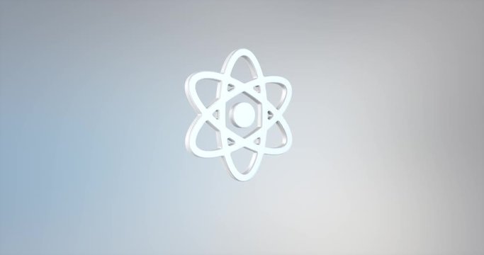 Animated Atom White 3d Icon Loop Modules for edit with alpha matte 
