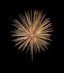 Yellow fireworks on black background