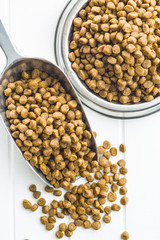 Dried food for dogs or cats.