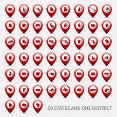 Set of US states maps. United   America 50  and 1 