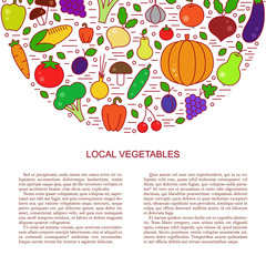 Fresh vegetables line vector illustration