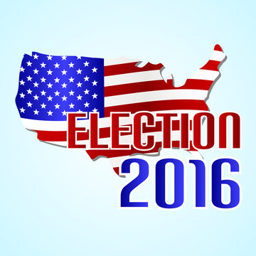 election 2016 in the united states of america with map  flag eps10