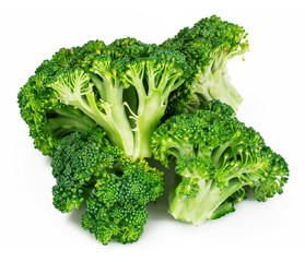 Fresh Juicy Green Broccoli on White Background