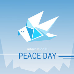 World Peace Day Poster White Origamini Dove Bird
