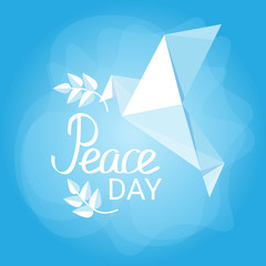 World Peace Day Poster White Origamini Dove Bird