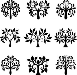 Set of decorative trees