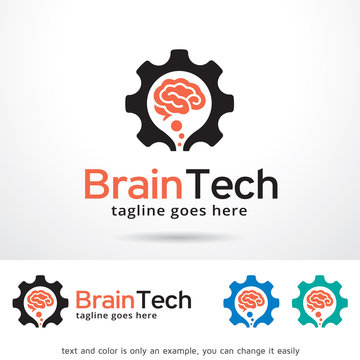 Brain Tech Logo Template Design Vector