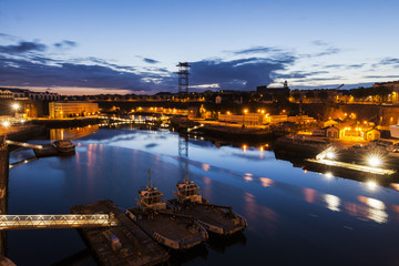 Port in Brest at night