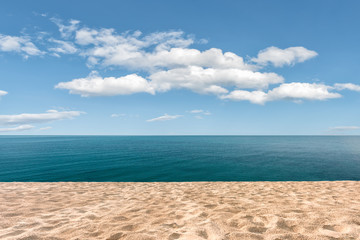 beach and sea with blue sky background
