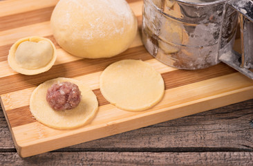 Delicious raw pelmeni