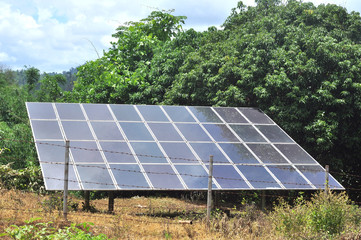 Solar cells panel in the countryside, Thailand