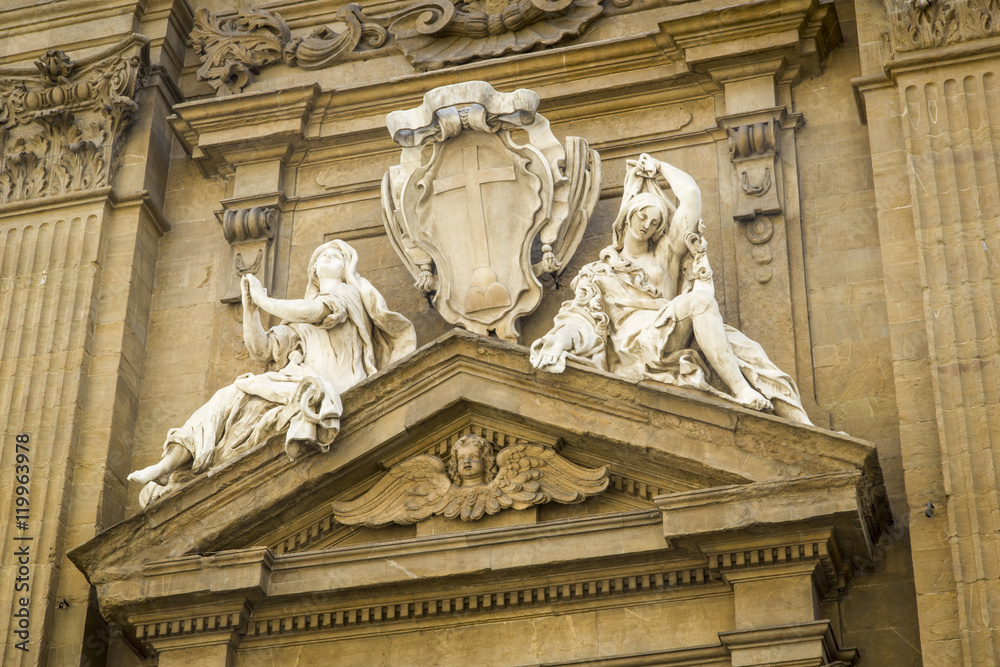 Wall mural florence italy statue on church