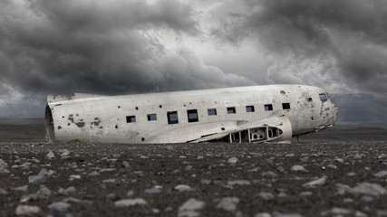 The abandoned wreck of a US military plane on Southern Iceland -