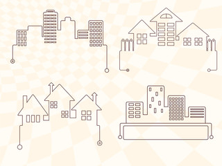 Naklejka premium Set of simple vector icons with houses