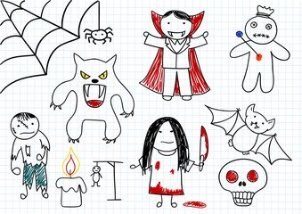 Vector collection of scary monsters