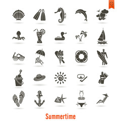 Summer and Beach Simple Flat Icons