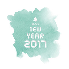 Happy new year 2017 on green watercolor