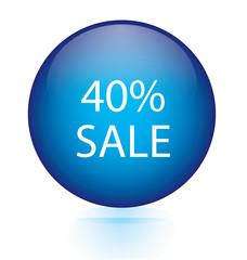Sale fourty percent blue circular button 