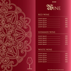 Corporate Design. stylish wine list, a template for a cafe,  restaurant, bar
