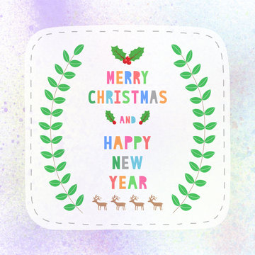 Merry Christmas and happy new year on colorful spray paint backg