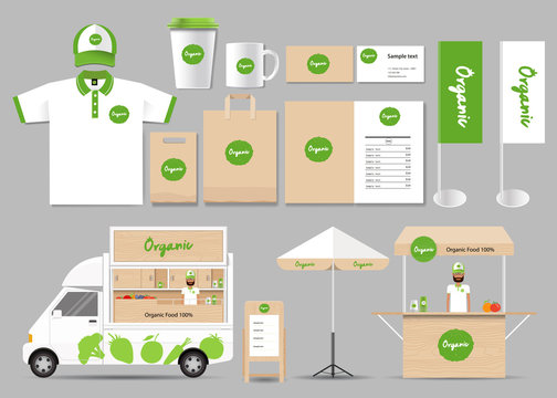 organic food  brading  identity mock up template with logo design  for restaurant and food shop
