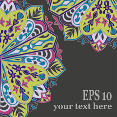 Flyer with Floral mandala pattern and ornaments. Oriental design layout template, vector