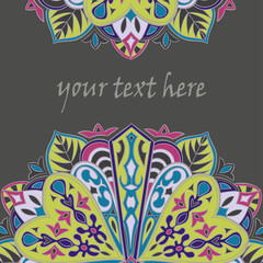 Flyer with Floral mandala pattern and ornaments. Oriental design layout template, vector