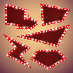 Obraz premium Set of abstract retro banners with lights vector illustration