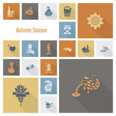 Set of Flat Autumn Icons