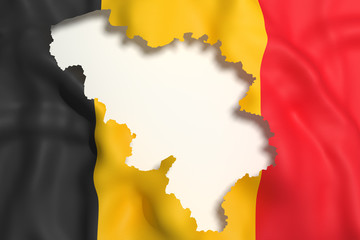 Silhouette of Belgium map with flag