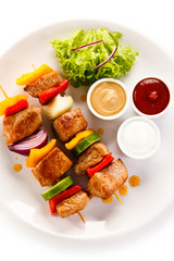 Kebabs - grilled meat and vegetables