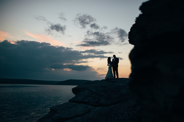 Couple bride and groom on the day of their marriage