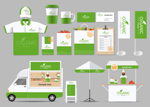 organic food  brading  identity mock up template with logo design  for restaurant and food shop