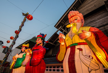 Decorative lamp designed as the gods, in  Wat  Khetnabunyaram  chanthaburi Thailand.