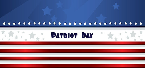 Vector Patriot Day, with blue and red stripes and stars.