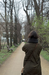 Back of the girl on the path