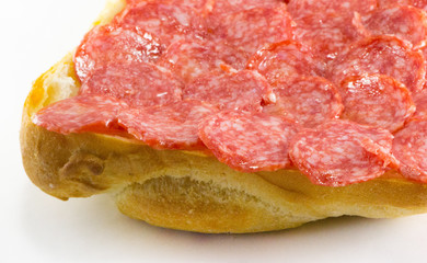 Salami sliced on ciabatta