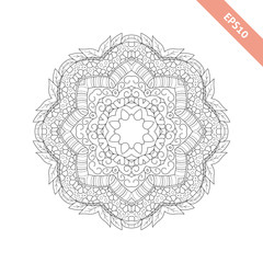 Abstract  round ornament. Mandala. Background, cover. Design for coloring book page.